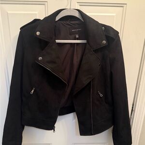 Banana Republic Black Faux Suede Moto Jacket size women’s Medium NWOT